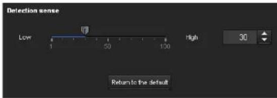 Detection sense Low 1 50 100 High 30 Return to the default