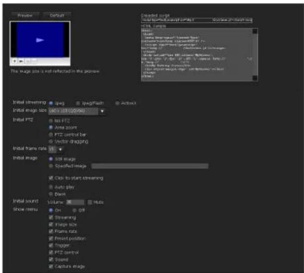 Preview Default The image site is not reflected in the preview Initial streaming Initial image size Initial FTZ Initial frame rate Initial image Initial sound Show menu Spag Spag/Flash Active Ips FTZ Area plot FTZ control bar Vector dragging Spot image Specified image Click to start streaming Auto play Dance Volume: 350 MHz On Off Streaming Image size Frame rate Project position Trigger FTZ control Sound Capture image