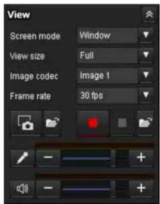 View Screen mode Window View size Full Image codec Image 1 Frame rate 30 fps