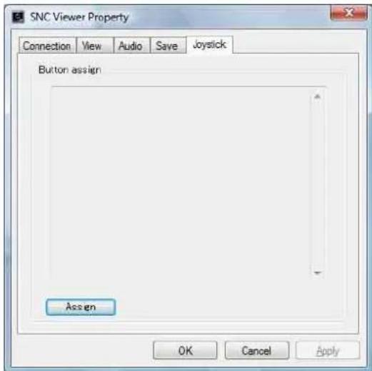 SNC Viewer Property Connection View Audio Save Joystick Button assign Assign OK Cancel Apply