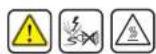 Blue line icon of a finger holding two circular icons with coffee cups, no text or symbols.