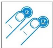 Two blue finger icons with circular symbols, no text or numbers present.