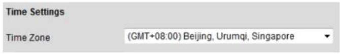 Time Settings Time Zone (GMT+08:00) Beijing, Urumqi, Singapore