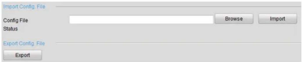 Import Config. File Config File Status Export Config. File Export Browse Import