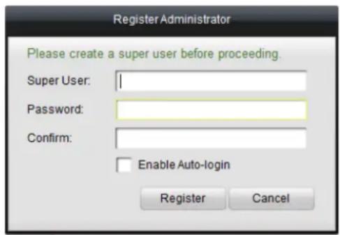 Register Administrator Please create a super user before proceeding. Super User: Password: Confirm: Enable Auto-login Register Cancel