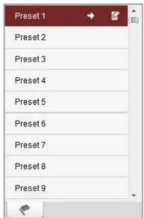 Preset 1 Preset 2 Preset 3 Preset 4 Preset 5 Preset 6 Preset 7 Preset 8 Preset 9