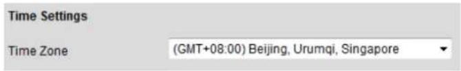 Time Settings Time Zone (GMT+08:00) Beijing, Urumqi, Singapore
