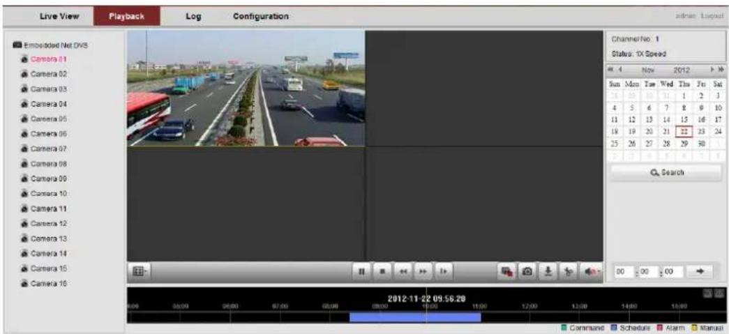 Live View Playback Log Configuration Emboldad Net DVS Camera 01 Camera 02 Camera 03 Camera 04 Camera 05 Camera 06 Camera 07 Camera 08 Camera 09 Camera 10 Camera 11 Camera 12 Camera 13 Camera 14 Camera 15 Camera 16 Channel No. 1 Status: IX Speed Sun Mon Tue Wed Thu Fri Sat 4 5 6 7 8 9 10 11 12 13 14 15 16 17 18 19 20 21 22 23 24 25 26 27 28 29 30 Search 00 00 00 Command Schedule Alarm Manus 2012-11-22 09:56:20