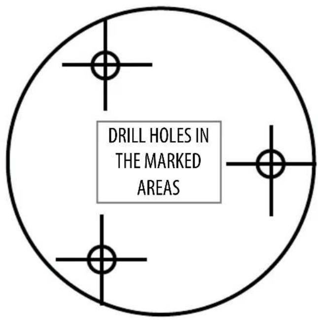 DRILL HOLES IN THE MARKED AREAS