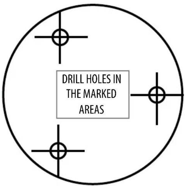 DRILL HOLES IN THE MARKED AREAS