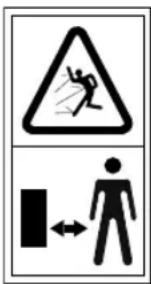 Warning sign with pictogram and human figure, indicating hazard or accident warning
