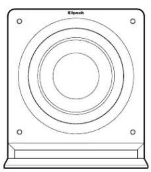 Technical line drawing of a circular component with mounting holes and a base plate (no text or symbols)
