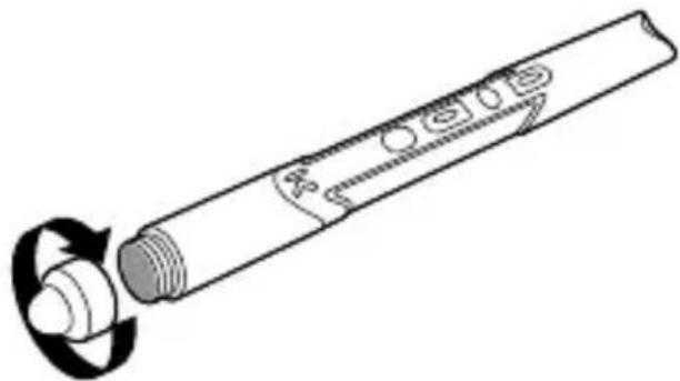 Diagram of a cylindrical device with internal components and a rotating arrow, no text or symbols present