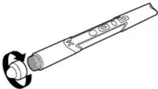 Diagram of a cylindrical device with internal components and a rotating arrow, no text or symbols present