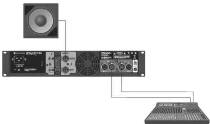 Diagram showing audio equipment connections with speaker, audio jack, and audio workstation components