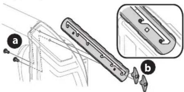 Technical diagram showing a mechanical component with labeled parts (a) and (b), including a magnified inset view.