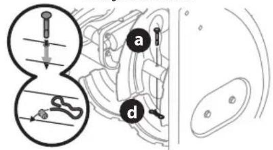 Diagram illustrating mechanical assembly with labeled parts a and d, showing tool paths and components in a biological or mechanical context.