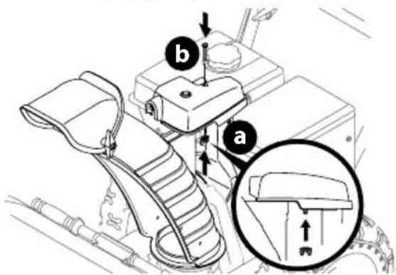 Technical diagram of a vehicle seatbelt mechanism with labeled parts and an inset showing a bracket detail view.