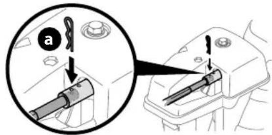 Diagram showing a mechanical device being inserted into a housing, with labeled parts and directional arrows indicating insertion or disassembly.