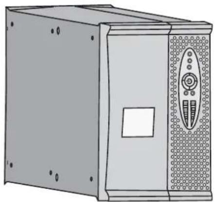 Illustration of a rectangular electronic device with a central panel and control panel (no text or symbols)