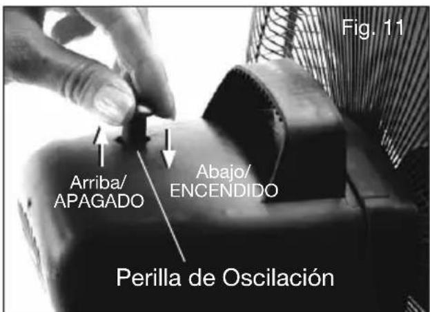 Fig. 11 Arriba/ APAGADO Abajo/ ENCENDIDO Perilla de Oscilación