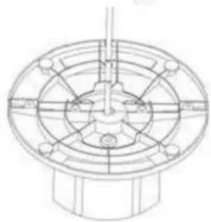 Technical line drawing of a mechanical component with concentric rings and mounting holes (no text or symbols)