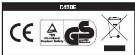 C450E CE TGV Rheinland Product Safety GS monthly Protective No. 17