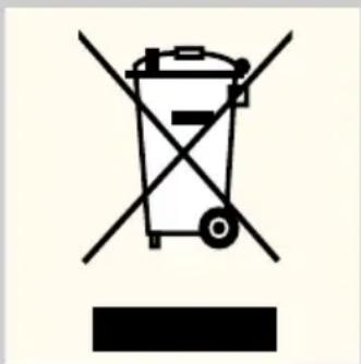 Warning symbol for a trash bin with crossed and uncorrected lines indicating no waste or discharge