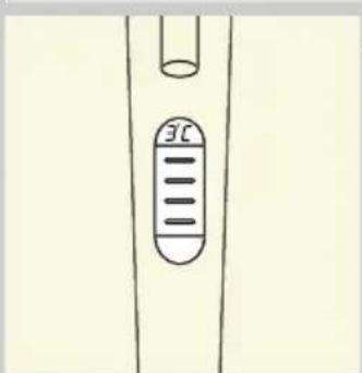 Hand-drawn diagram showing a thermometer with measurement markings and a vertical line, likely illustrating a measurement or calibration concept.