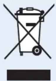 Symbol of a waste bin with crossed-out lanes and a blank rectangular block below