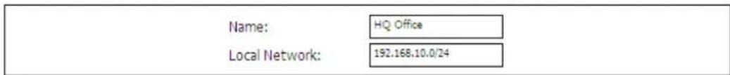Name: HQ Office Local Network: 192.168.10.0/24