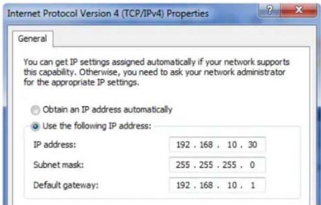 Internet Protocol Version 4 (TCP/IPv4) Properties General You can get IP settings assigned automatically if your network supports this capability. Otherwise, you need to ask your network administrator for the appropriate IP settings. Obtain an IP address automatically Use the following IP address: I…