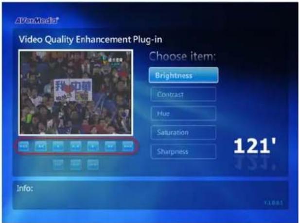 AVonMedia® Video Quality Enhancement Plug-in Choose item: Brightness Contrast Hue Saturation Sharpness 121' Info: