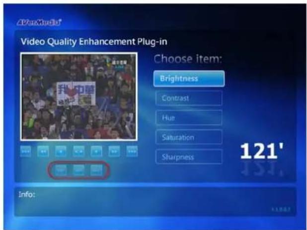 AVerMids® Video Quality Enhancement Plug-in Choose item: Brightness Contrast Hue Saturation Sharpness 121' Info: