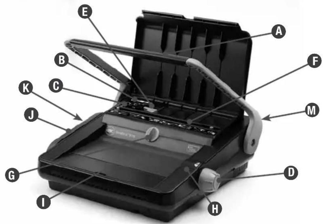 Labeled diagram of a portable printer with numbered parts for identification