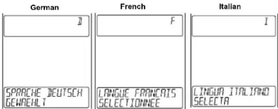 German J French F Italian I SPRACHE DEUTSCH GEWREHLT LANGUE FRANCAIS SELECTIONNEE LINGUA ITALIANO SELECTA