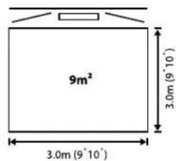 9m² 3.0m (9' 10') 3.0m (9' 10')