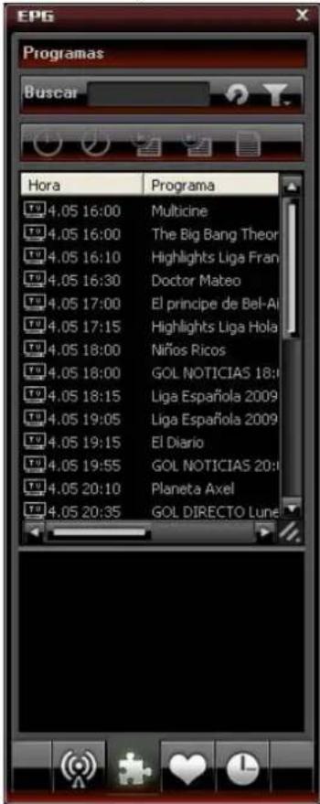 EPG Programas Buscar Hora Programa 4.05 16:00 Multicine 4.05 16:00 The Big Bang Theor 4.05 16:10 Highlights Liga Fran 4.05 16:30 Doctor Mateo 4.05 17:00 El principe de Bel-AI 4.05 17:15 Highlights Liga Hola 4.05 18:00 Niños Ricos 4.05 18:00 GOL NOTICIAS 18:0 4.05 18:15 Liga Española 2009 4.05 19:05 Liga Española 2009 4.05 19:15 El Diario 4.05 19:55 GOL NOTICIAS 20:0 4.05 20:10 Planeta Axel 4.05 20:35 GOL DIRECTO Lune