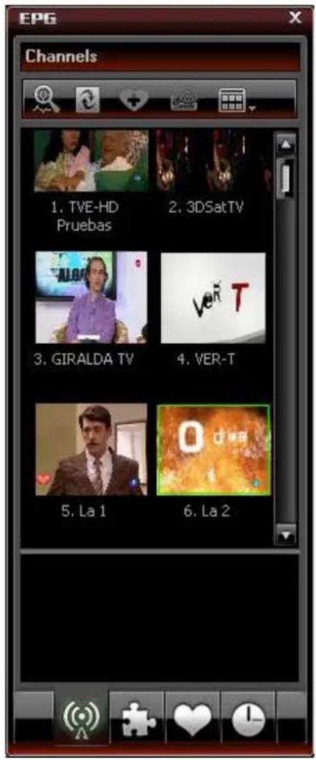 EPG Channels 1. TVE-HD Pruebas 2. 3DSatTV 3. GIRALDA TV 4. VER-T 5. La 1 6. La 2