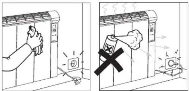 Diagram illustrating two methods of removing air pollutants: one using a hand to clean air, the other using a spray can to remove air.
