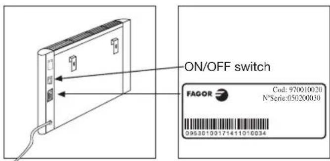 ON/OFF switch FAGOR Cod: 970010020 N°Serie:050200030 09530100171411010034