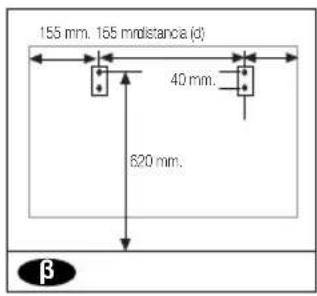 155 mm. 155 mrdistance (d) 40 mm. 620 mm. β