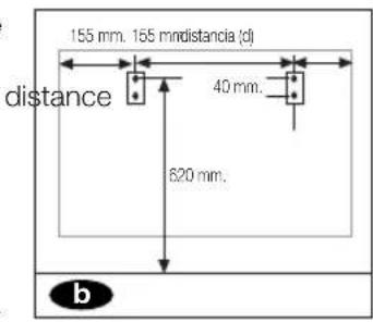 155 mm. 155 mndistancia (d) distance 40 mm. 620 mm. b