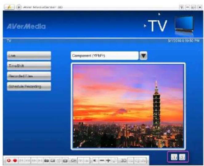 AVer Media AVer MediaCenter 3D TV 9/1/2010 8:19:50 PM Live TimeShift Recorded Files Schedule Recording Component (YPbPr)