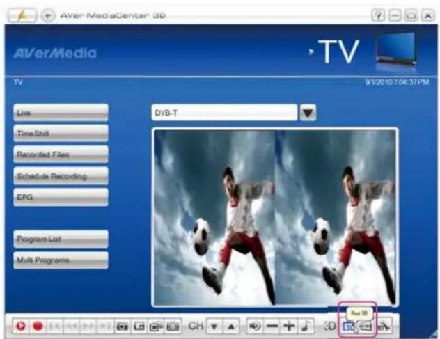 AVerMediaCenter 3D AVerMedia TV 9/1/2010 7:04:37PM Line DYB-T TimeShift Recorded Files Schedule Recording EPG Program List Multi Programs Rev 3D