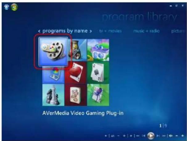 < programs by name > tv + movies music + radio pictures AVerMedia Video Gaming Plug-in 1 | 9