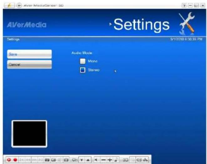 AVerMedia AVer MediaCancer 3D Settings Says Cancel Audio Mode: Mono Stereo 5/1/2018 8:30:39 PM