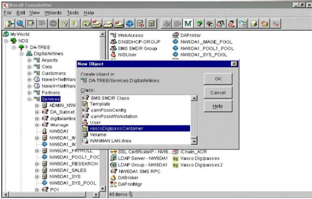 Novell ConsoleOne File Edit View Wizards Tools Help My World NDS DA-TREE DigitalAirlines Airports Corp Customers Novell+NetWare Novell+NetWare Partners Services ADMIN_NW6 DA_Subnet digitalairline iManage NW6DA1 NW6DA1_IM NW6DA1_IM NW6DA1_PAYROLL NW6DA1_POOL1_POC NW6DA1_RESEARCH NW6DA1_SALES NW6DA1_S…