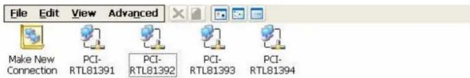 File Edit View Advanced Make New Connection PCI- RTL81391 PCI- RTL81392 PCI- RTL81393 PCI- RTL81394