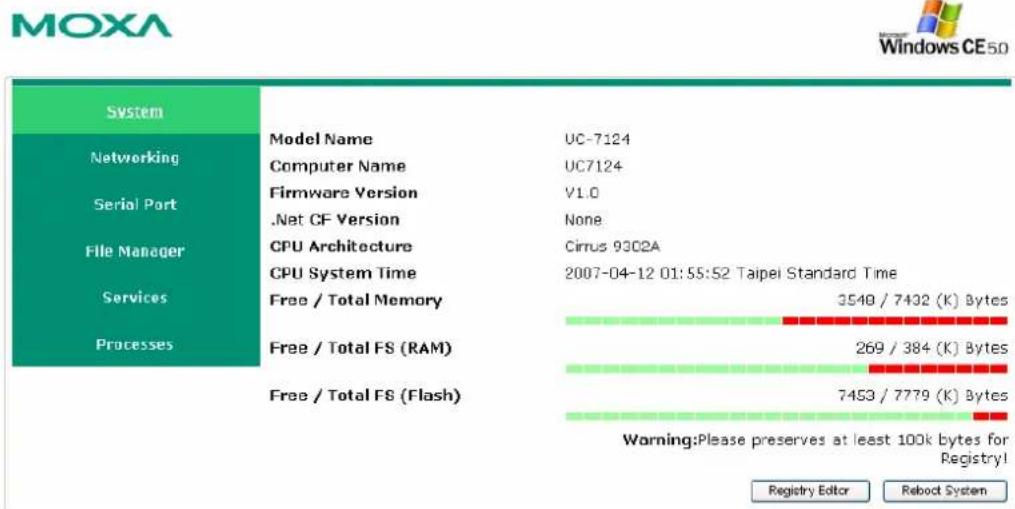 Moxa UC-7122 - System Information - 1